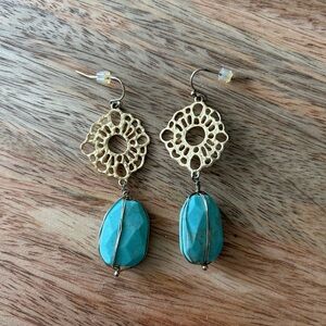Gold and Turquoise Dangle Earrings
